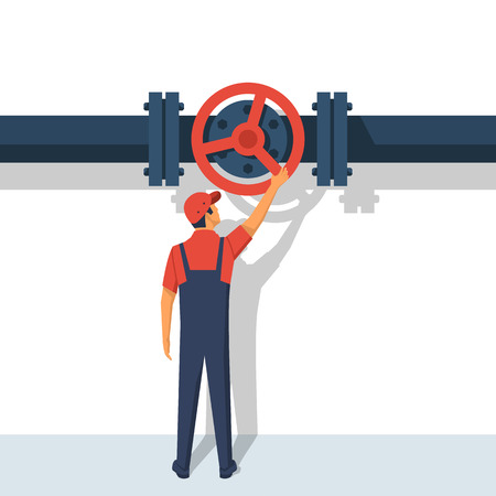 Plumber opening valve Flow control vectorのイラスト素材