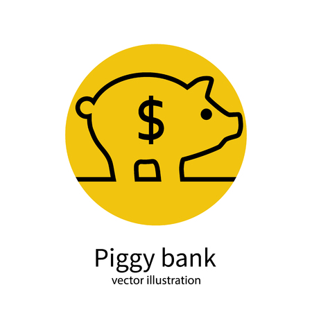 Piggy bank minimal line icon isolated on background.の写真素材