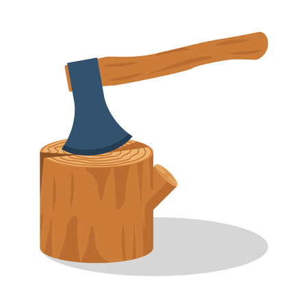 Ax wood. Axe stuck in the stump.の写真素材