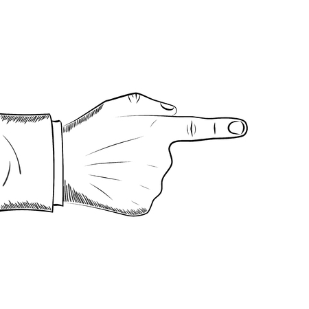 Hand finger pointing drawing style.のイラスト素材