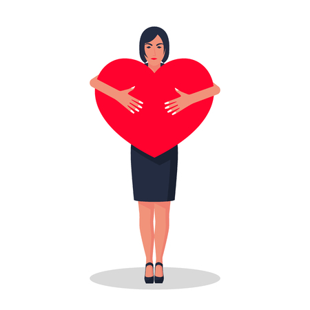 Stylish woman holding a big heartのイラスト素材
