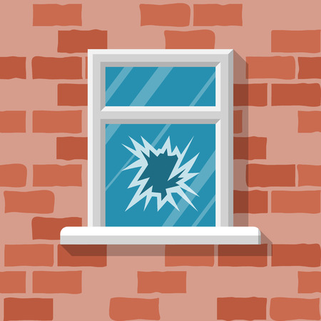 Broken window. Vector illustration flat designのイラスト素材