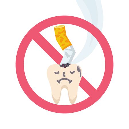 Stop sign smoking. Harm of smoking for dental health vectorのイラスト素材