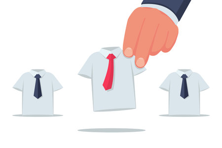 Employee best choice. Recruitment concept. Businessman employer chose a man from the group of people candidates. Vector illustration flat design. Presentation web page, posters. Human resources. のイラスト素材