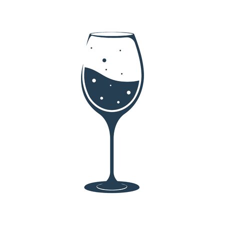 Wineglass black icon. Wine glass glyph silhouette. The symbol of alcoholic drinks. Vector illustration flat design. Isolated on white background. Bar sign.のイラスト素材