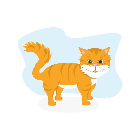 The redheaded cat smiles cute. Can be used as advertising, sticker, logo, icon.のイラスト素材