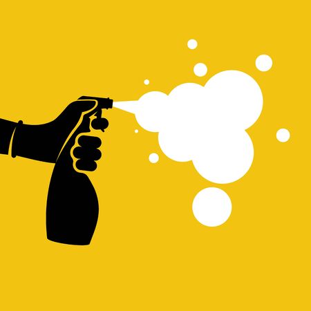 Black icon antiseptic spray with white foam.のイラスト素材