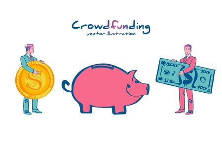 Landing page crowdfunding. Business model funding project.のイラスト素材