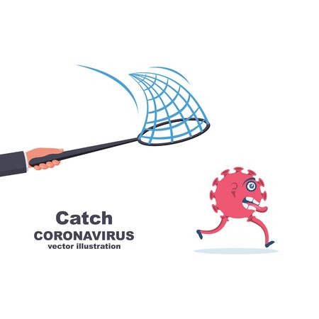 Catch coronavirus concept. Running coronavirusのイラスト素材