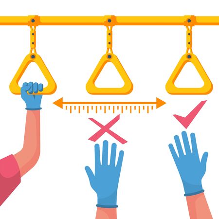 Instructions for using public transport. Social distanceのイラスト素材