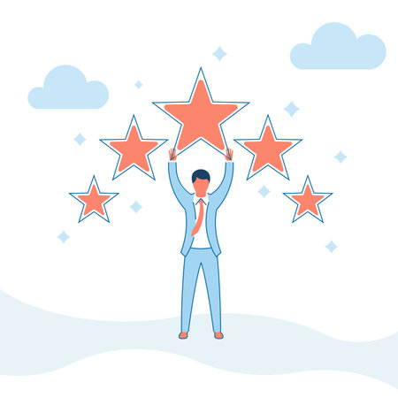 Star rating vector illustration flat design. Feedback concept. Evaluation system. Positive review....