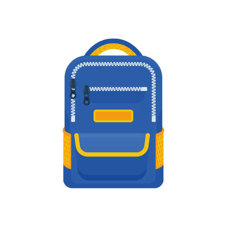 School bag isolated on white background. Backpack cartoon icon. Vector illustration flat design.のイラスト素材