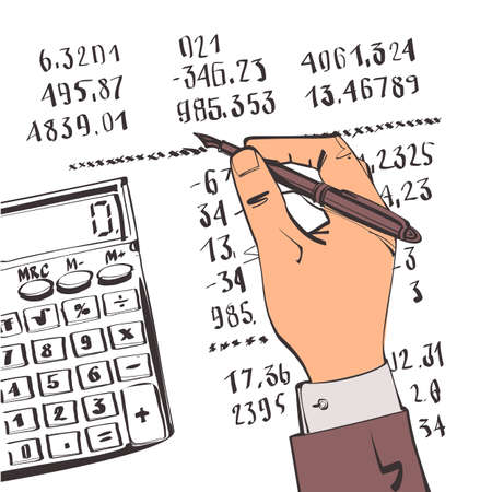 Working with financial papers. Accounting concept.のイラスト素材
