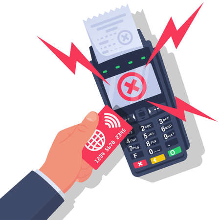 Rejected payment NFC concept. Landing page contactless terminal.のイラスト素材