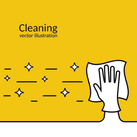 Landing page cleaning service. Black outline iconのイラスト素材