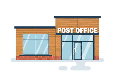 Post Office building. Vector illustration flat design. Isolated on white background.のイラスト素材