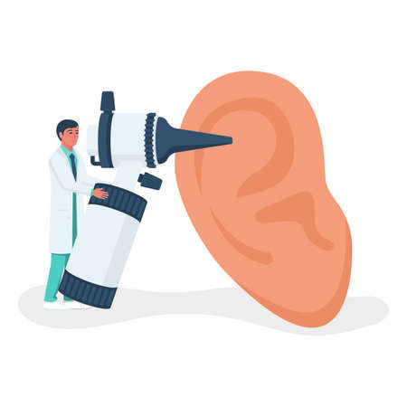Ear treatment. Landing page, medical clinic templateのイラスト素材