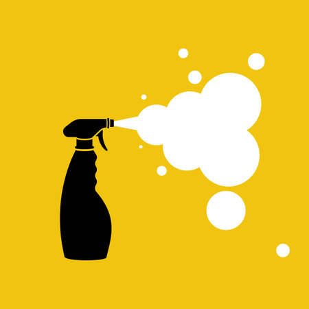 Bottle Antiseptic. Black icon antibacterial bottle. Antiseptic spray in flask. Vector illustration flat design. Prevention of infection. Protection against bacteria. Disinfection concept.のイラスト素材