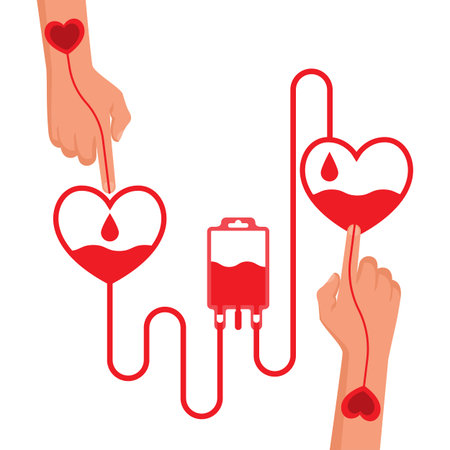 World Blood Donor Day, June 14th. Medical banner. Blood donation concept. Save life. Vector...