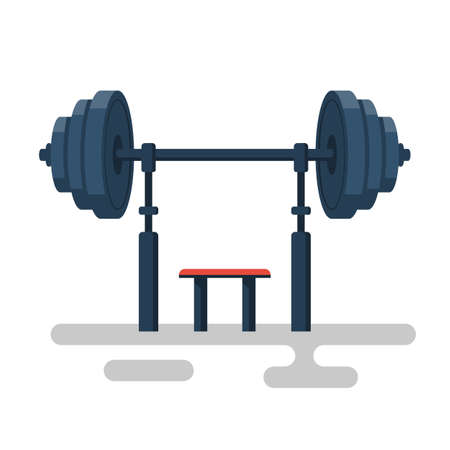 Dumbbell icon cartoon style. Vector illustration flat design. Isolated on white background. Sports equipment. Element for   emblem poster and banner. Template for sport icon.のイラスト素材