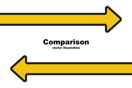Difference concept. Vector illustration flat design. Isolated on white background.  Template comparison. Two arrows are directed in different directions.のイラスト素材