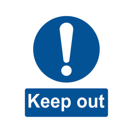 Keep out sign. Vector illustration flat design. Isolated on white background. Symbol exit. Exclamation mark and informative text.のイラスト素材