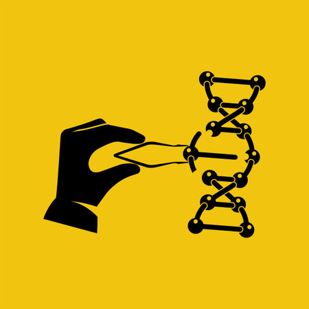 Changing DNA concept. Manipulation DNA. Synthesis process. Doctor edits helix. Laboratory research. Vector illustration flat design. Isolated on white background.のイラスト素材