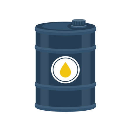 Oil barrel. Vector illustration flat design. Isolated on white background. Icon cans of engine oil.のイラスト素材
