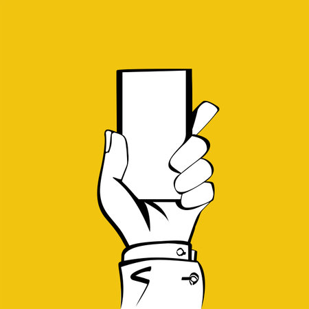 Blank screen smartphone. Phone hold in hand.のイラスト素材