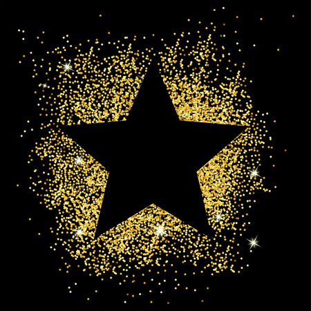 Golden star with sparkles. Template star for banner, advertising text, store discounts, gift...
