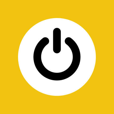 Power icon. Vector illustration flat design. Black icon isolated on white background. Button on or off. Push silhouette.のイラスト素材