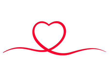 Heart line drawing. Continuous line drawing. Decorative line art design. Template for banner, Happy Valentines day. Vector illustration flat design. Isolated on white background.のイラスト素材