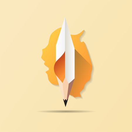 Abstract colored pencil. Mixed drawing styles. Modern creative template. Concept innovation, solution. Success in education, and work project. Vector illustration flat design. Isolated on background.のイラスト素材