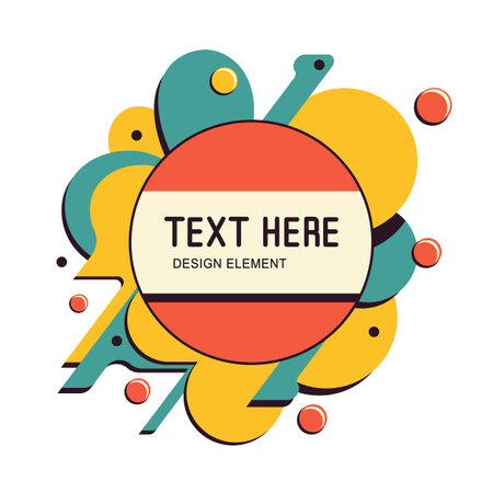 Abstract space for text. Geometric shape. Template for web or print design. Graphic trendy elements. Vintage colors and bubble. Vector illustration flat design. Isolated on white background.のイラスト素材