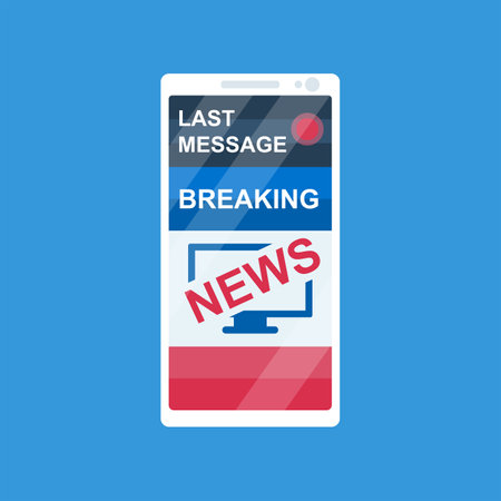 News on the smartphone. Reading news on mobile. News Feed on the screen. Vector illustration flat design.のイラスト素材