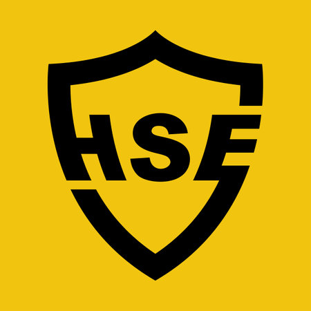 HSE concept. Black shield icon with text. Health safety and environment.のイラスト素材