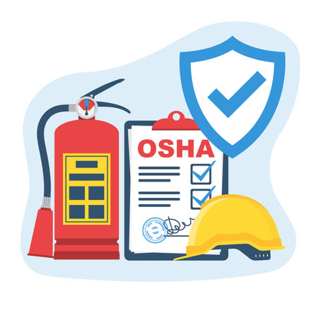 Safety regulations. OSHA concept. Occupational Safety and Health Administration.のイラスト素材