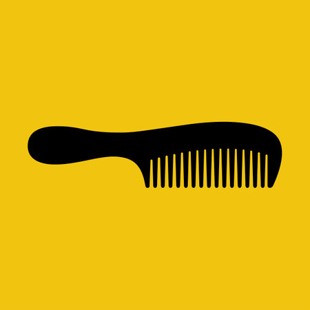 Comb black icon. Barber tool. Hair care equipment. Red plastic comb your hairのイラスト素材