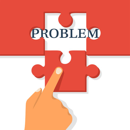 Problem and solution concept. Businessman holding in hand piece of jigsaw puzzle. Business concept. Creative problem solving. Vector illustration flat design. Isolated on white background.のイラスト素材