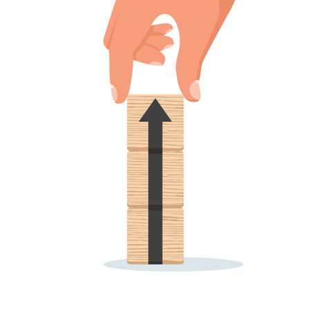 Chart rise. Business concept. Businessman raises performance graph. Vector illustration flat design. Isolated on white background. Profit growth.のイラスト素材