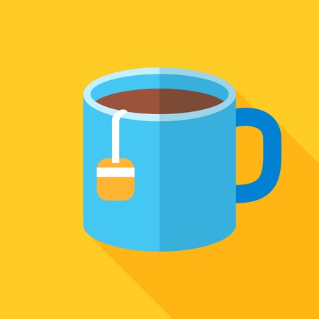 Colorful cup of tea icon in modern flat style with long shadow. Vector illustrationのイラスト素材