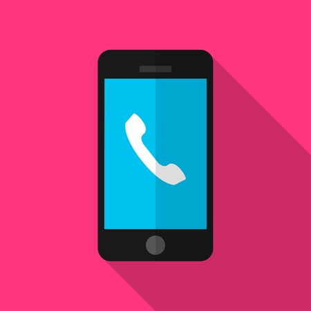 Colorful smartphone icon in modern flat style with long shadow. Vector illustrationのイラスト素材