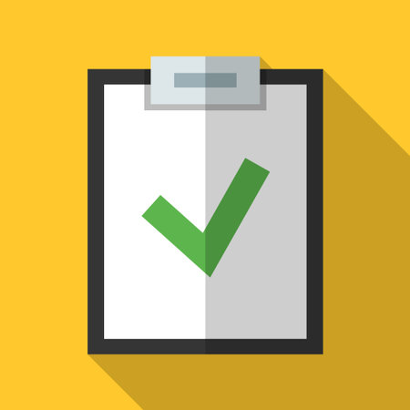 Colorful clipboard icon in modern flat style with long shadow. Vector illustrationのイラスト素材