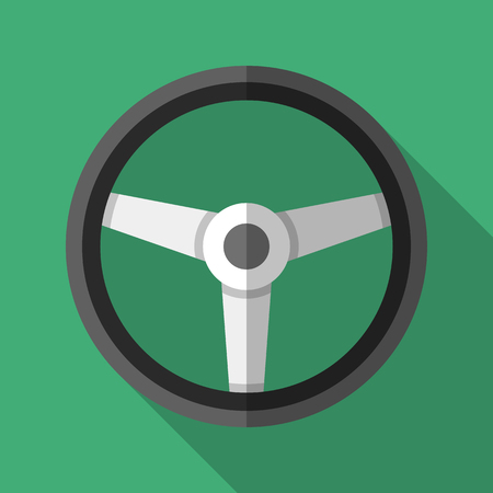 Colorful steering wheel icon in modern flat style with long shadow. Car parts and service vector illustrationのイラスト素材