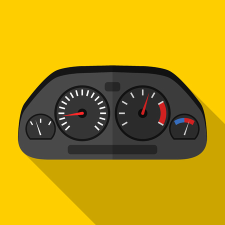 Colorful car dashboard icon in modern flat style with long shadow. Car parts and service vector illustrationのイラスト素材