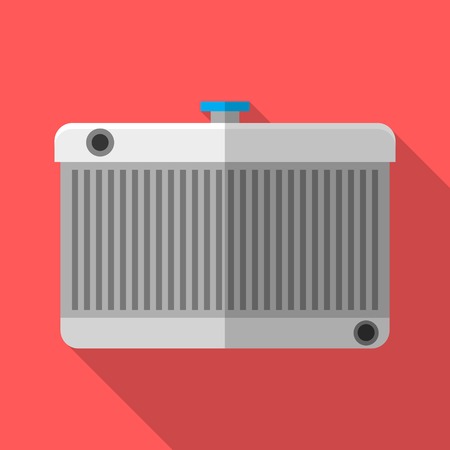 Colorful car radiator icon in modern flat style with long shadow. Car parts and service vector illustrationのイラスト素材