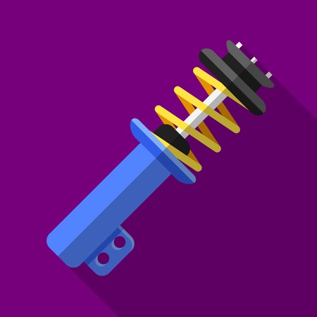 Colorful shock absorber icon in modern flat style with long shadow. Car parts and service vector illustrationのイラスト素材