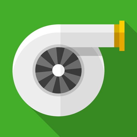 Colorful turbocharger icon in modern flat style with long shadow. Car parts and service vector illustrationのイラスト素材