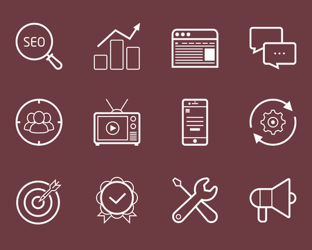 Seo, smm, development and marketing vector icon setのイラスト素材