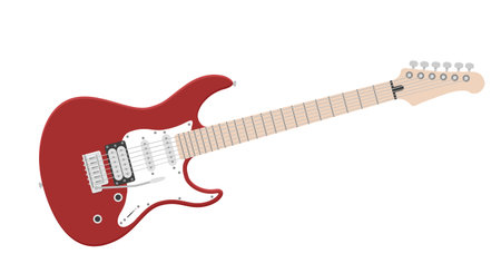 Electric guitar flat vector illustration. Rock music instrumentのイラスト素材